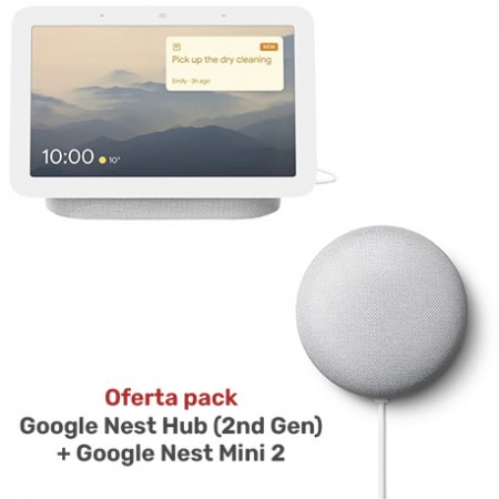 Pack: Altavoz Inteligente Google Nest Hub (2nd Gen) y Google Nest Mini 2